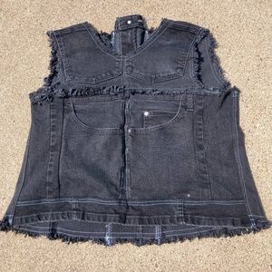 Upcycled Lee Jeans Denim Fringe Top S/M Handmade